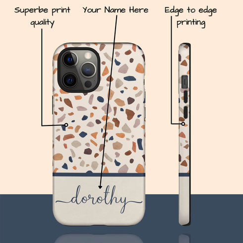 Terrazzo Pattern Custom Name iPhone Case
